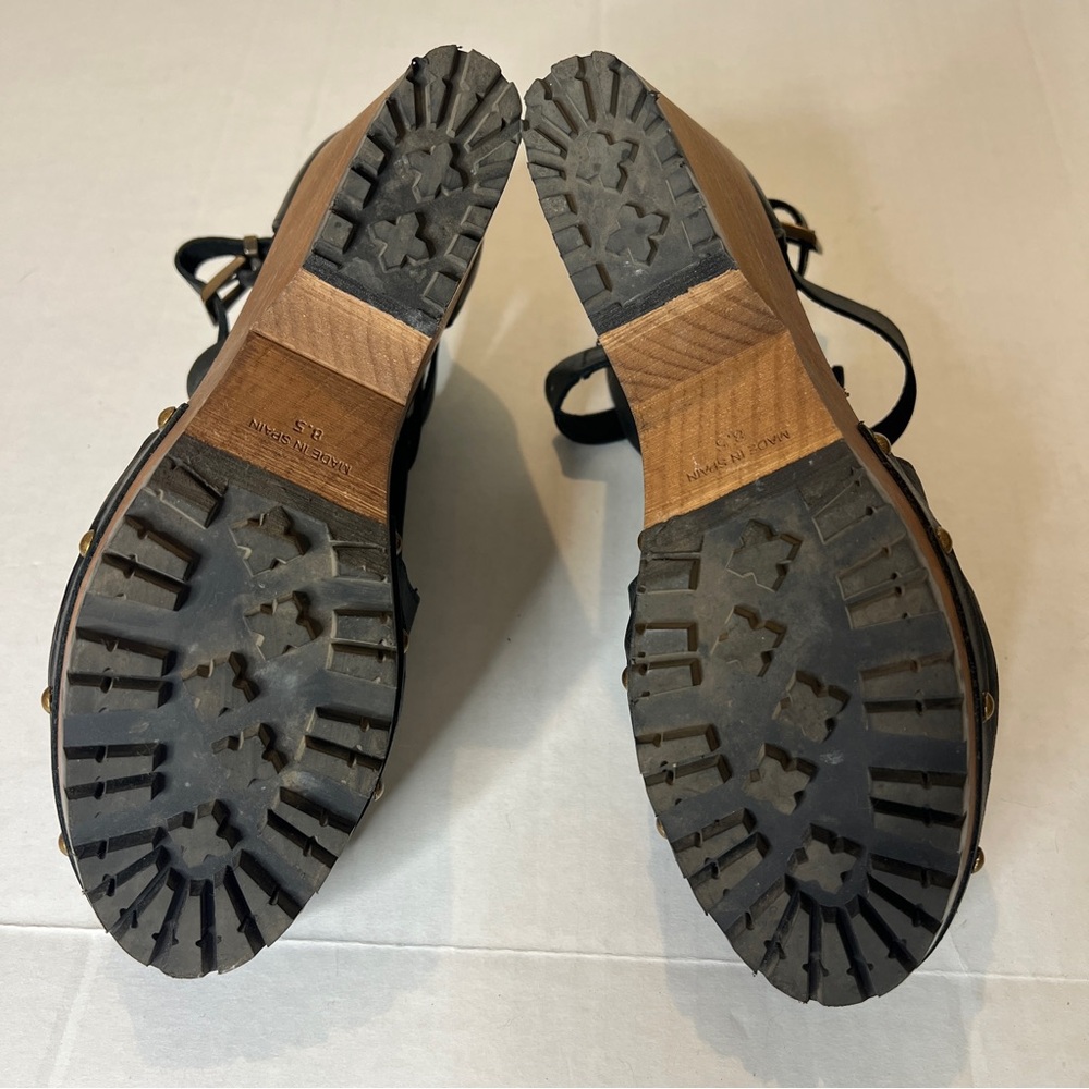Free People Black Leather Salida Clog Wedges 8.5 - Picture 7 of 15